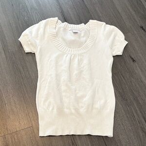 White Short Sleeve Sweater Knit Top